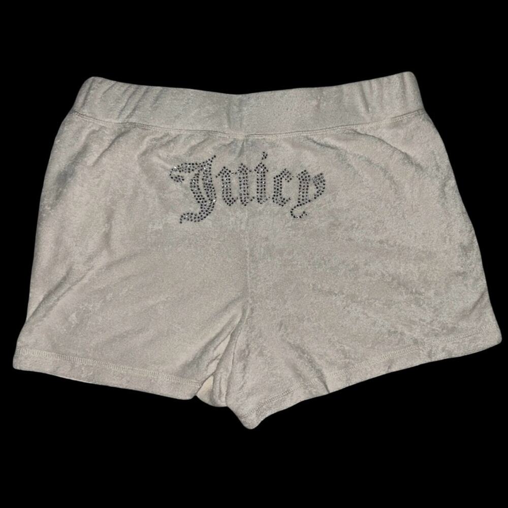 JUICY COUTURE SMALL BLING RHINESTONE TERRYCLOTH OYSTER WHITE SHORTS NWT